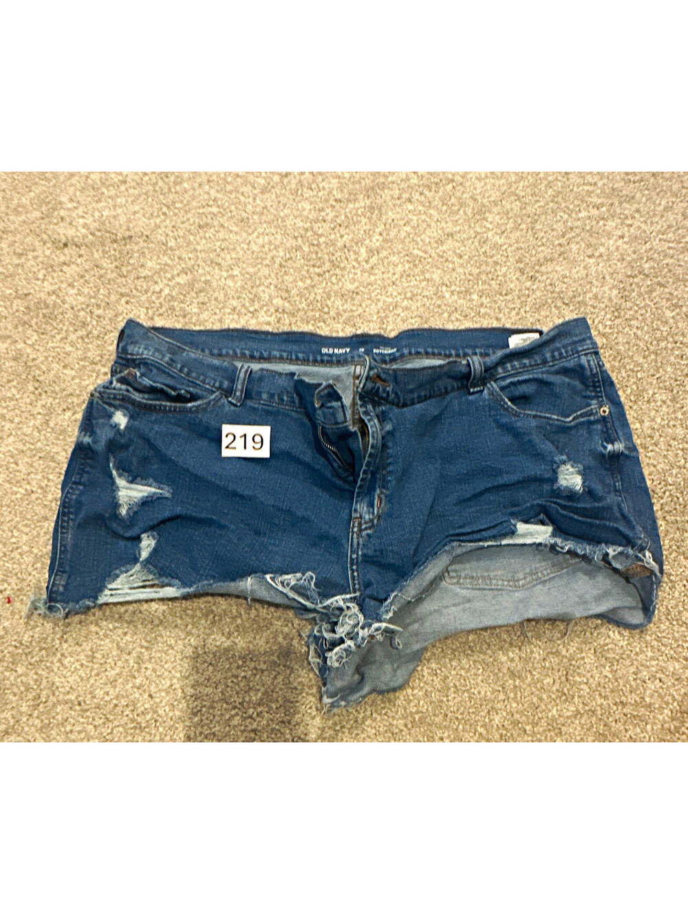 Old Navy Mid-Rise Boyfriend Denim Shorts Womens 20 Blue Dark Wash Distressed